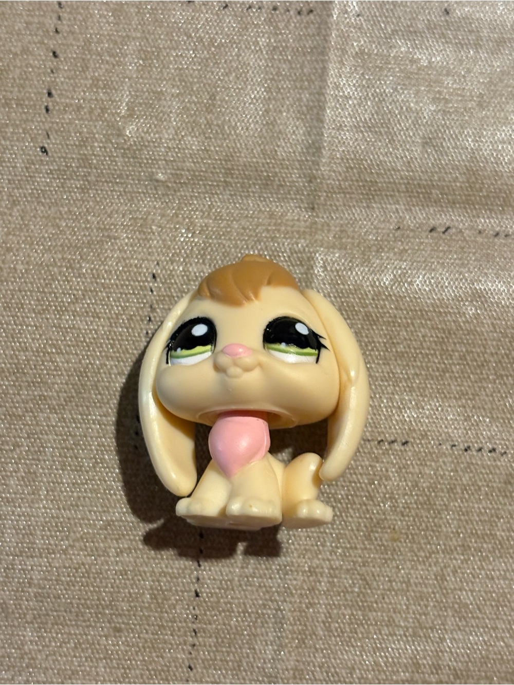 2006 Littlest Pet Shop Beige Bunny Figure with Pink Scarf